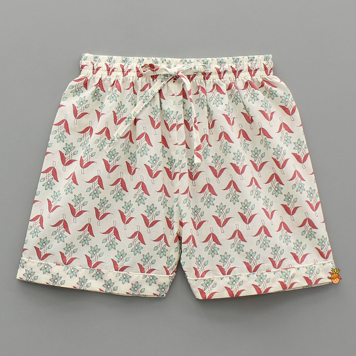 Floral Printed Notch Collar Top And Shorts