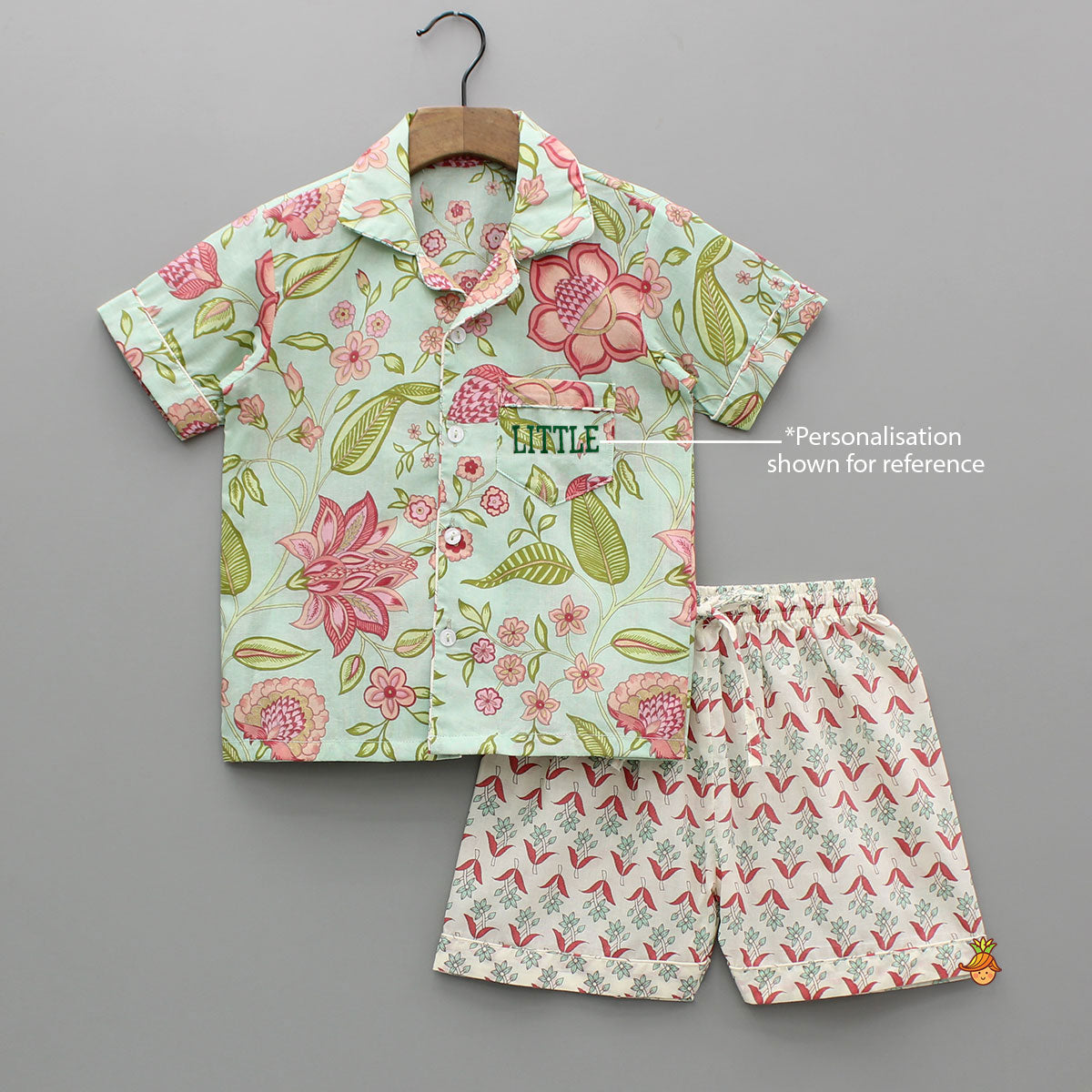 Floral Printed Notch Collar Top And Shorts