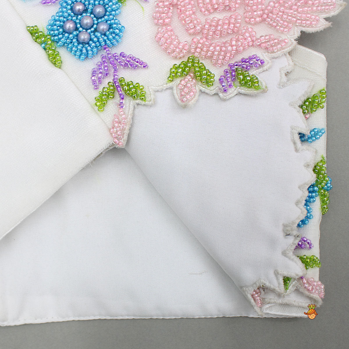 White Embroidered Embellished Halter Neck Top With Dhoti Style Skirt