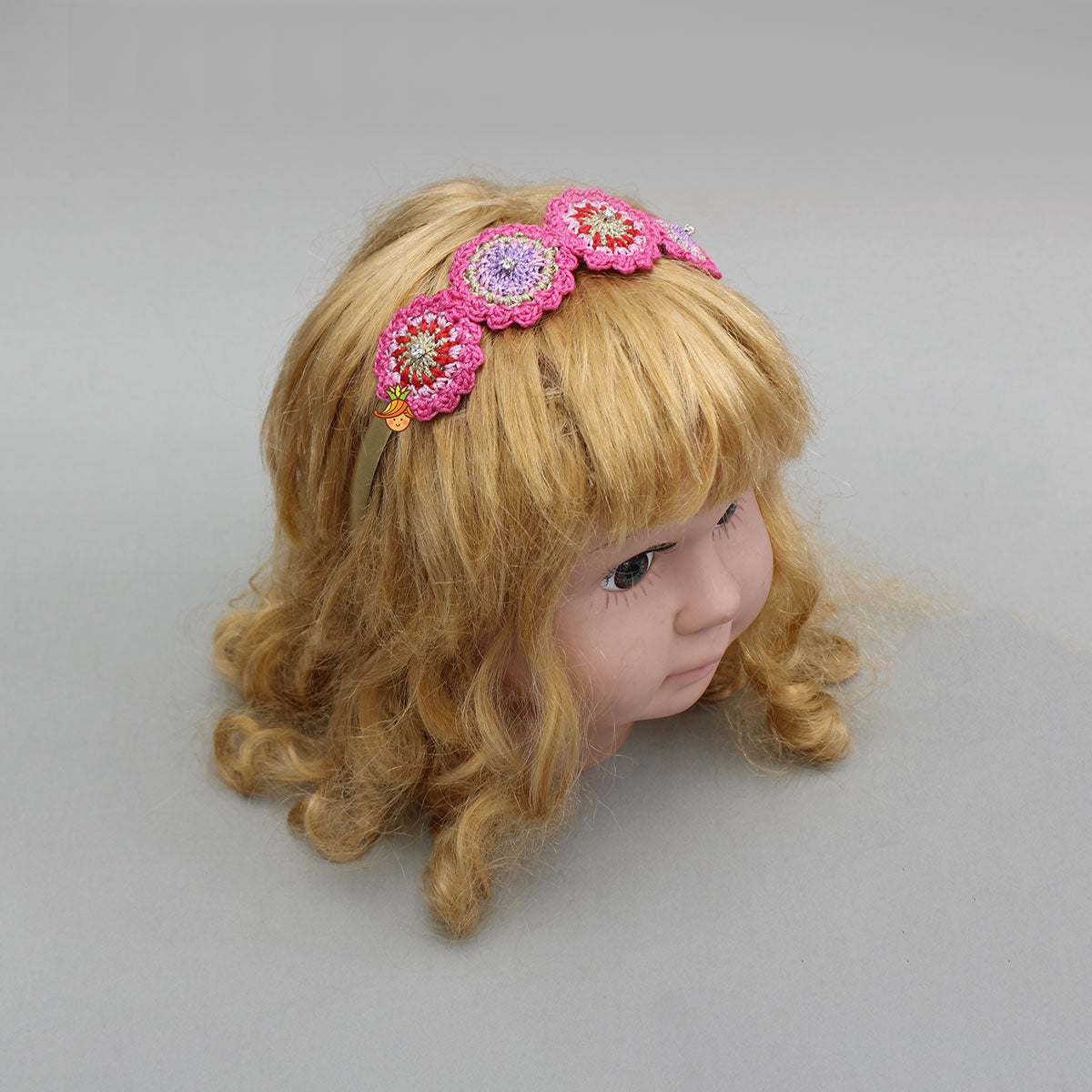 Pink Crochet Flowers Embellished Hairband