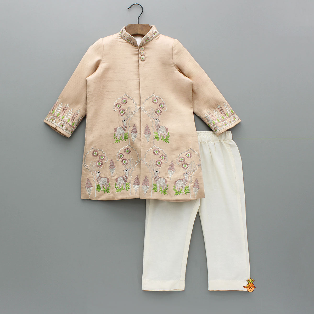 Peach Embroidered Sherwani And Pyjama