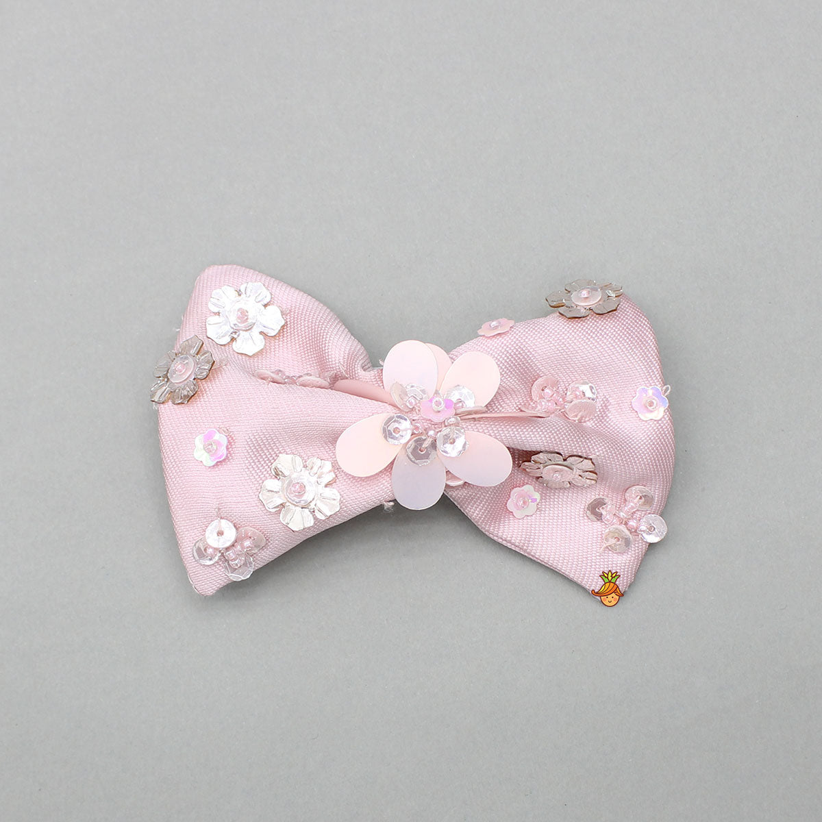 Pink Embellished Dress With Detachable Bow and Matching Hairclip
