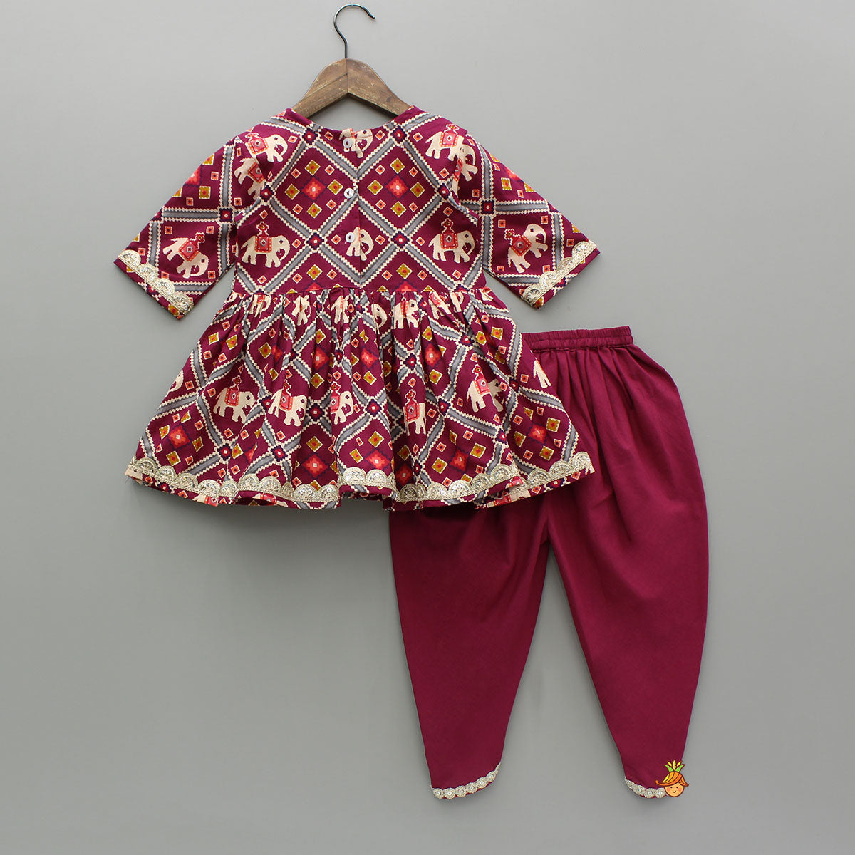 Beautiful Patola-Printed Angarkha Style Kurti And Dhoti With Dupatta