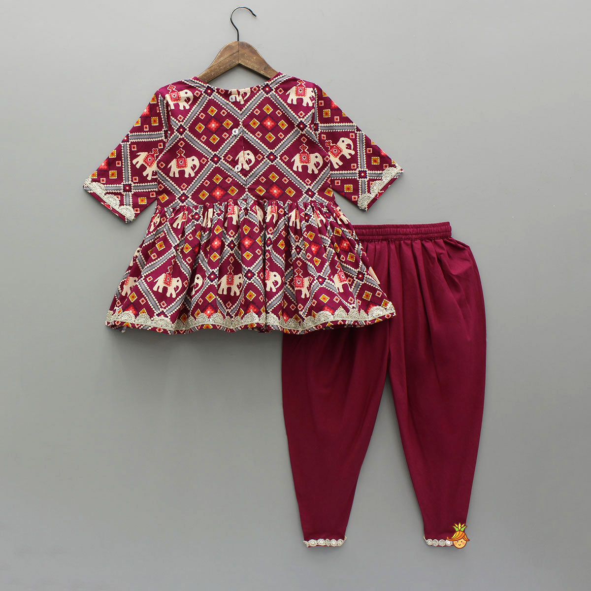 Beautiful Patola-Printed Angarkha Style Kurti And Dhoti With Dupatta