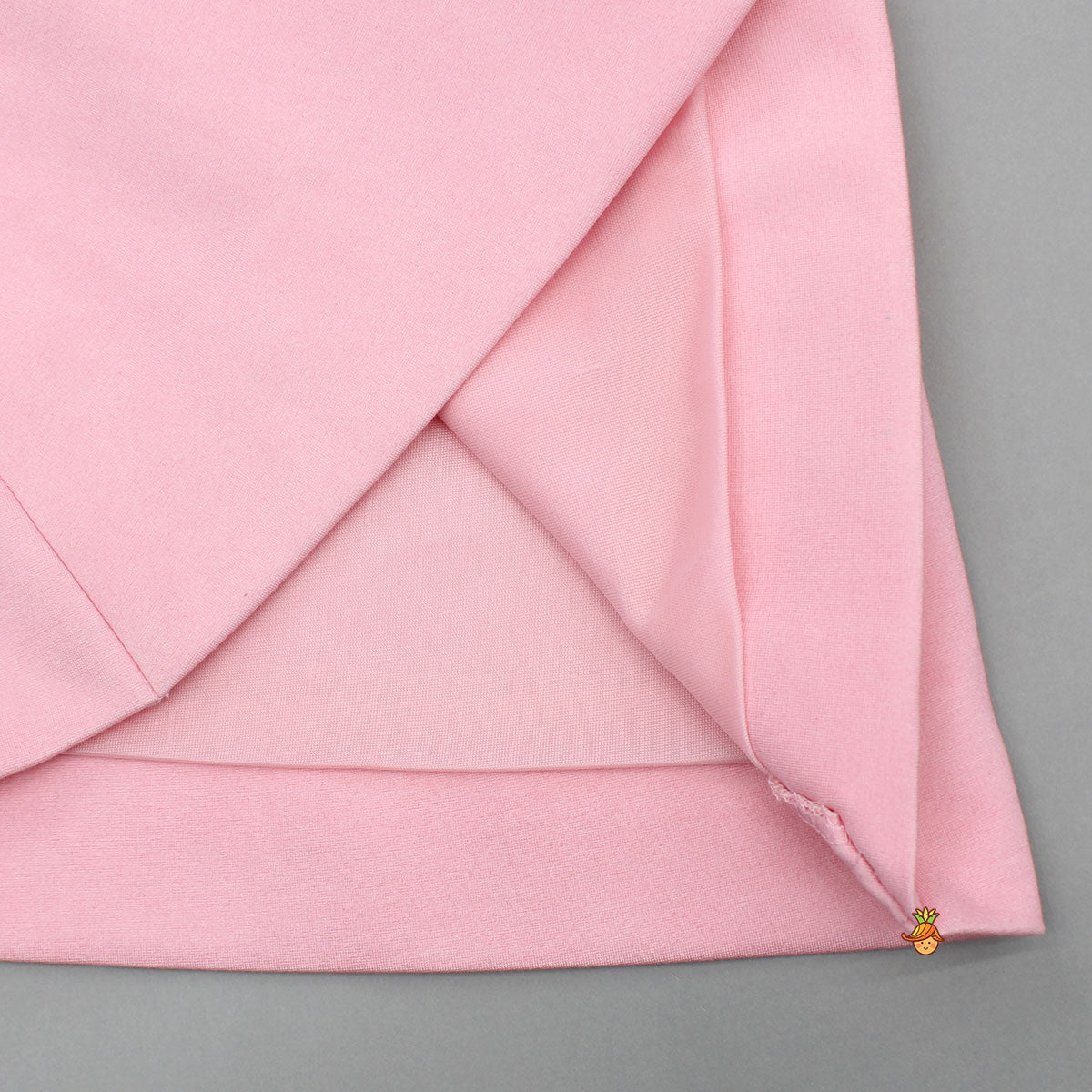 Pink Puff Sleeve Dress With Shiny Bowtie Embellishments
