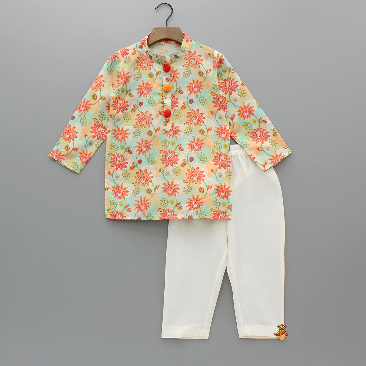 Multicolour Floral Printed Kurta And Pyjama