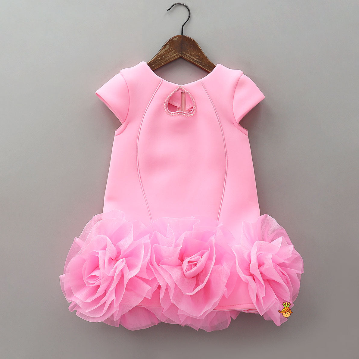 Elegant Embellished Dress With Organza Flower Detail