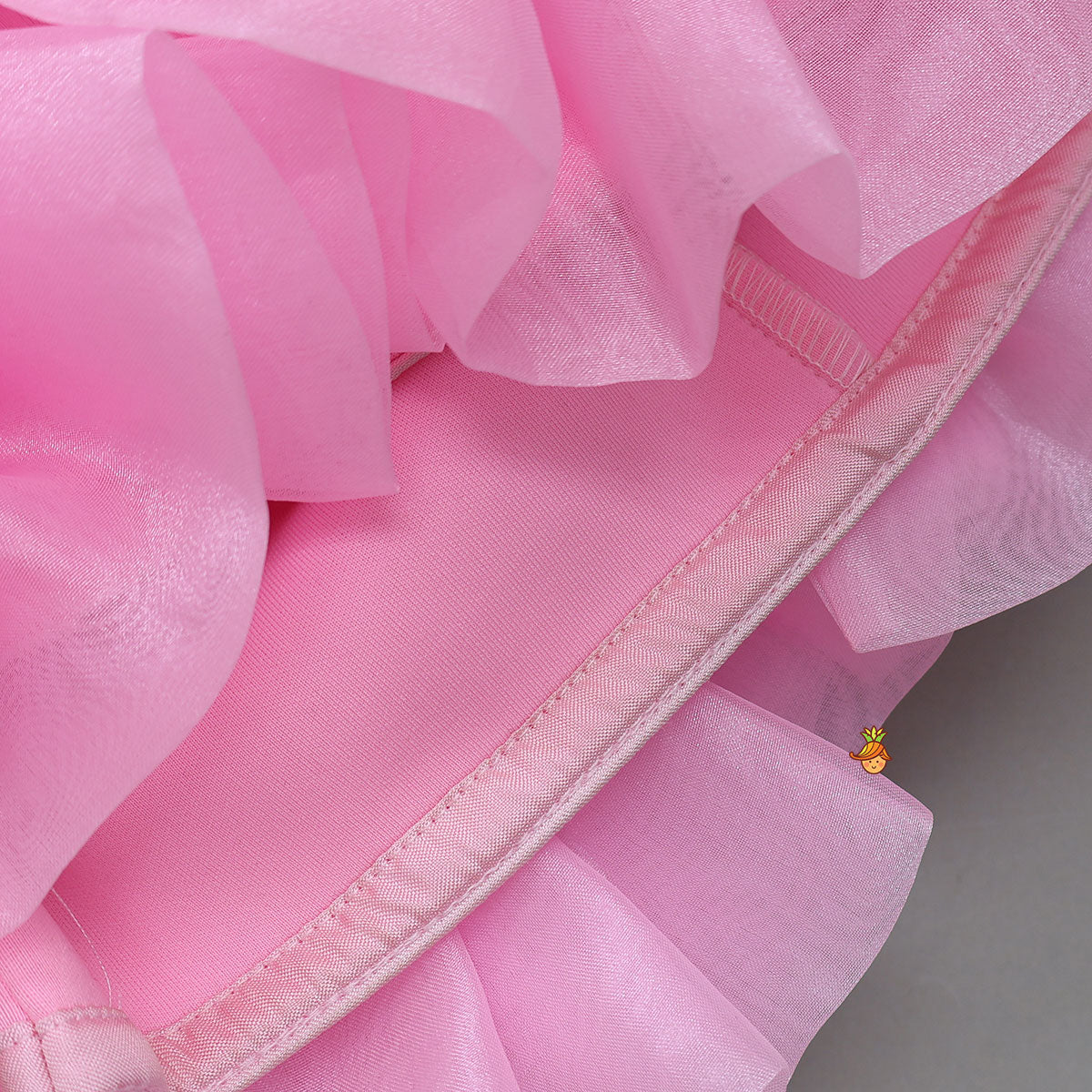 Pink Elegant Embellished Dress With Organza Flower Detail