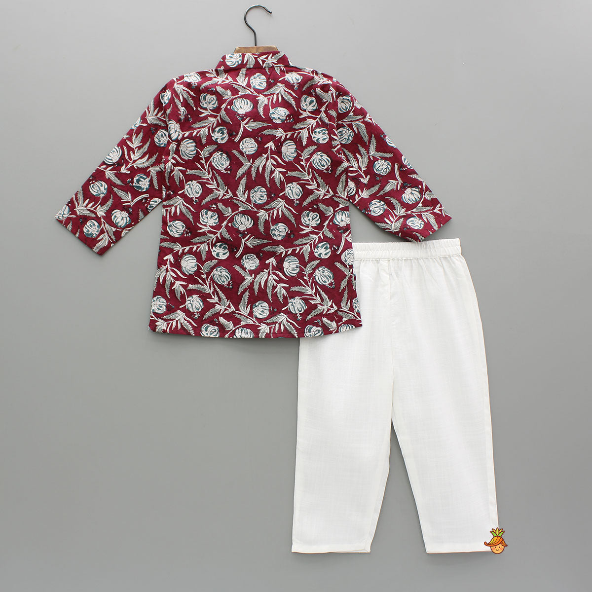 Maroon Summer Block Print Kurta And Pyjama