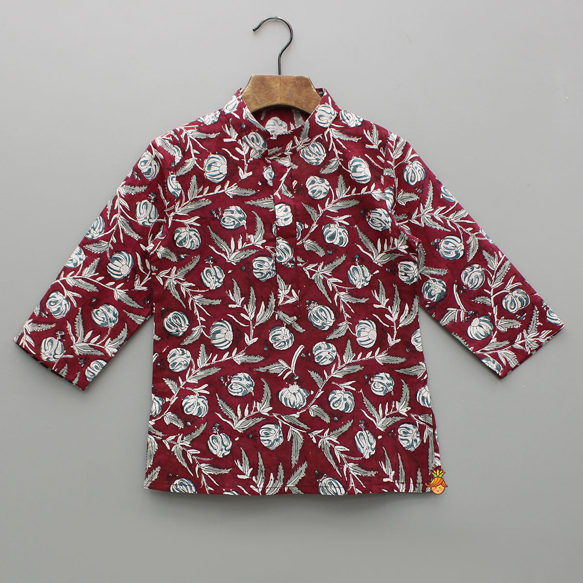 Maroon Summer Block Print Kurta And Pyjama