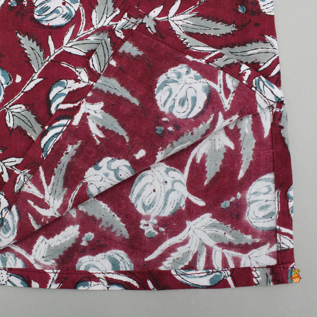 Maroon Summer Block Print Kurta And Pyjama