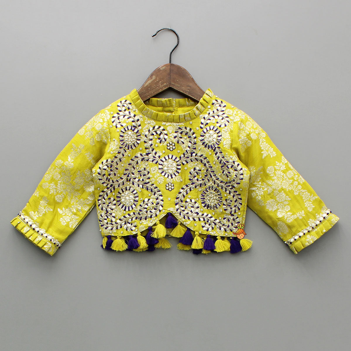 Green Gota Patti Embellished Top With Flared Palazzo