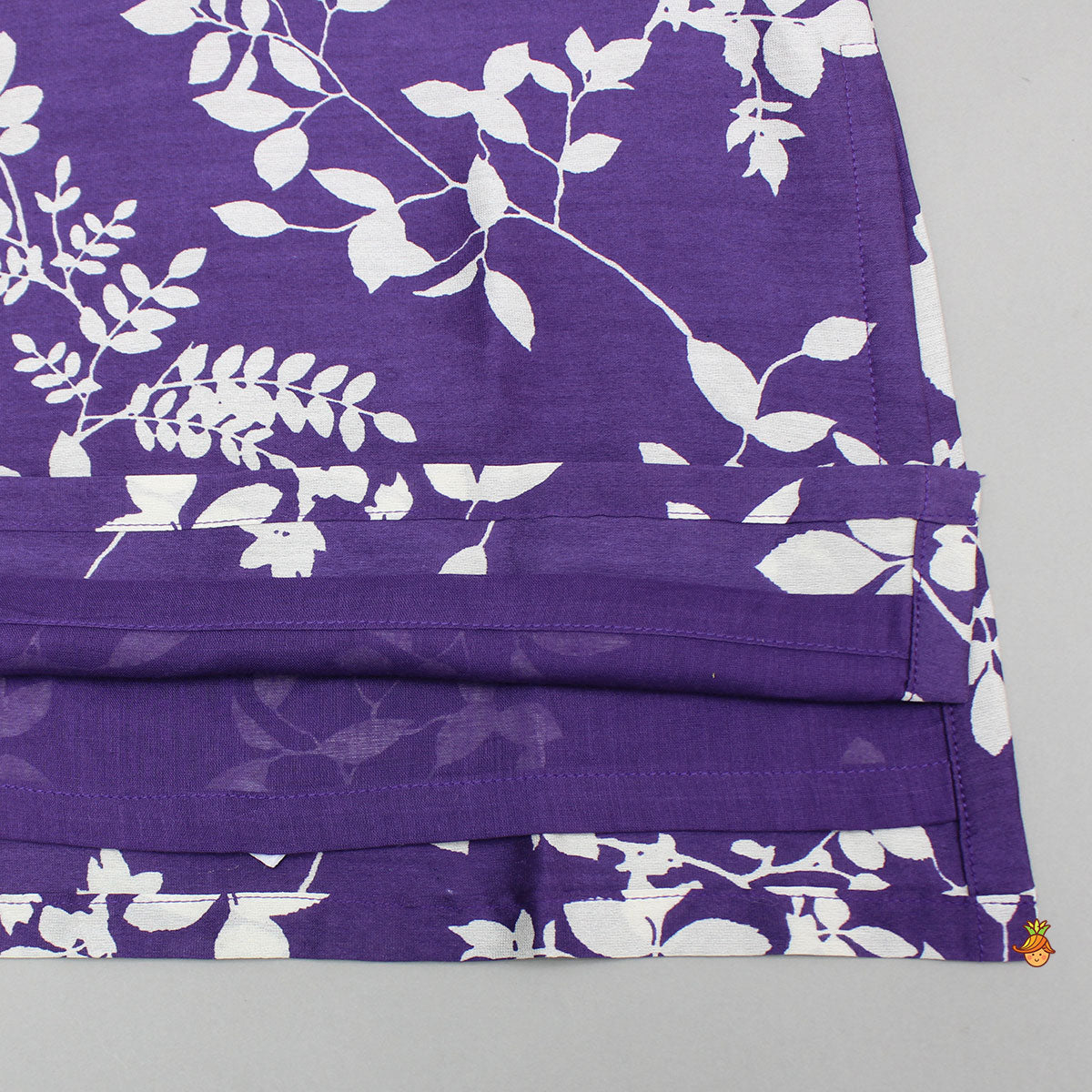 Purple Floral Printed Embroidered Kurta With Pyjama
