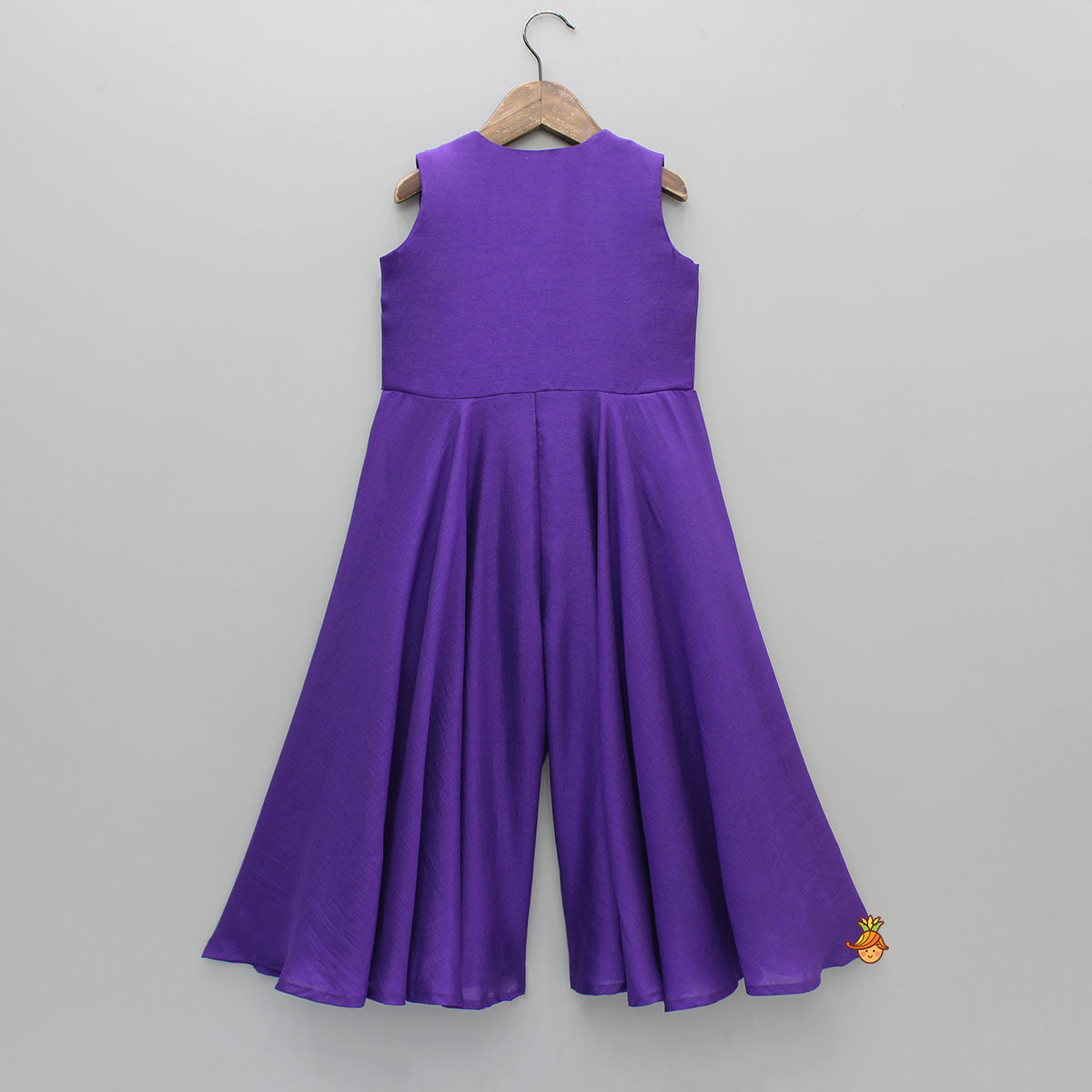Ethnic Floral Sequins Flowy Violet Jumpsuit
