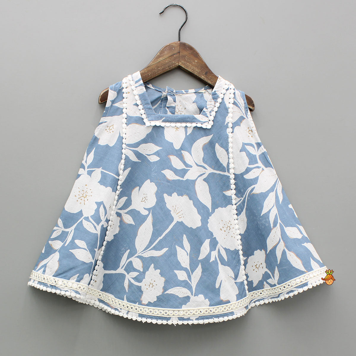 Floral Print Blue Kurta With Dhoti