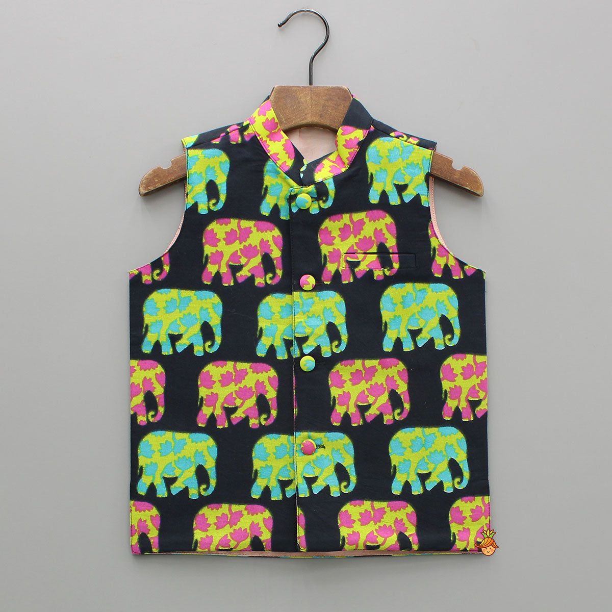 Black Animal Printed Multicolor Jacket
