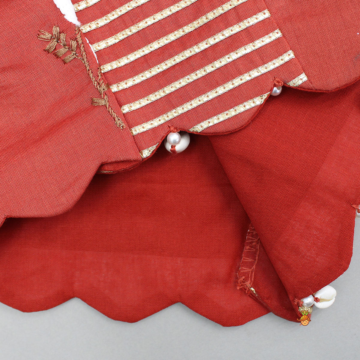 Red Floral Embroidered Sleeveless Top With Matching Lehenga