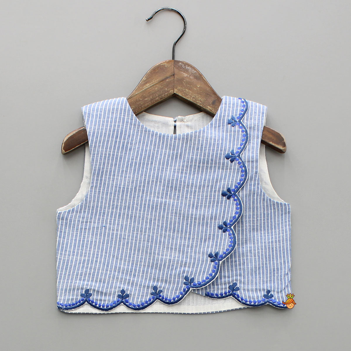 Linen Embroidered Top With Wide Leg Pants