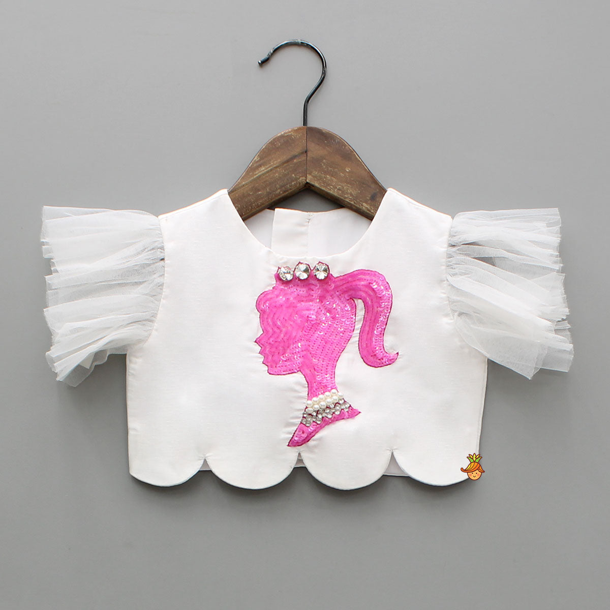 White Embroidered Top And Flared Palazzos
