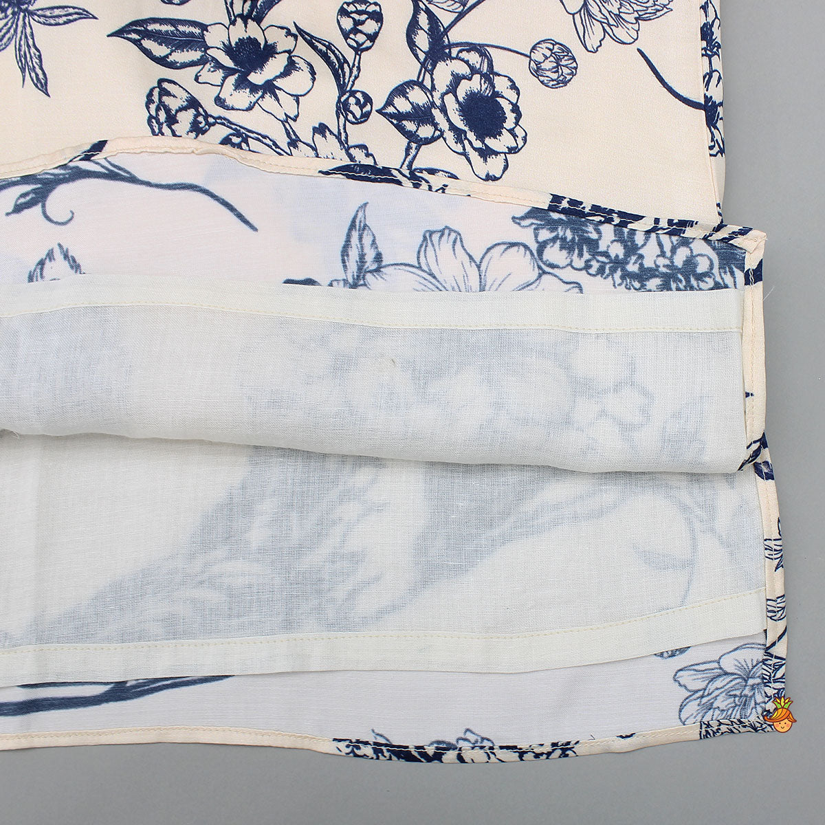 Blue And White Floral Print Kurta And Pyjama