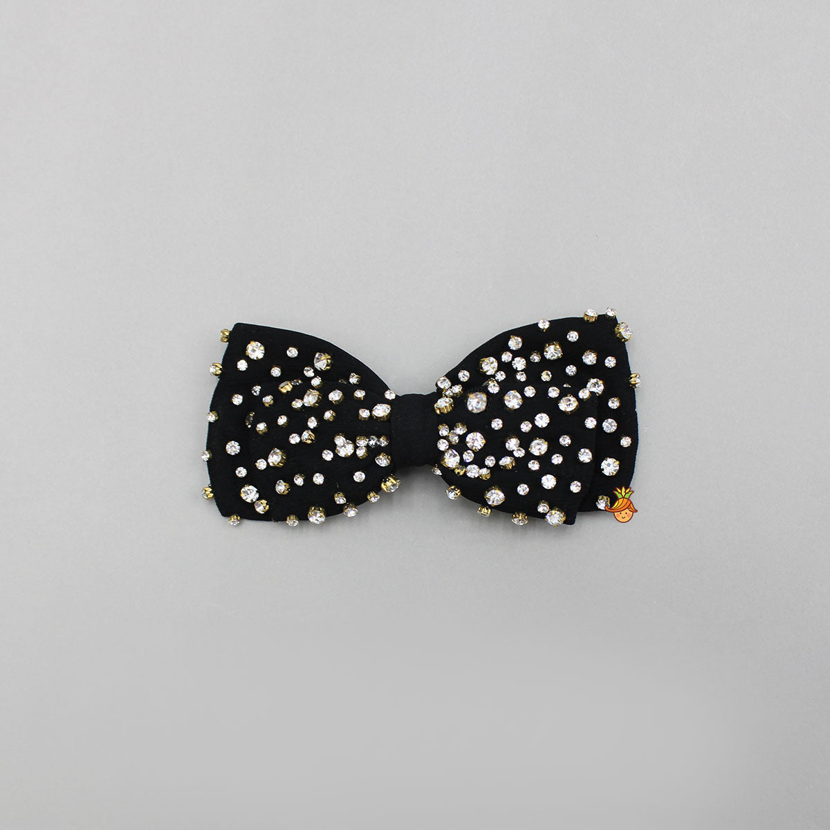Studded Black Bow Shiny Hair Clip