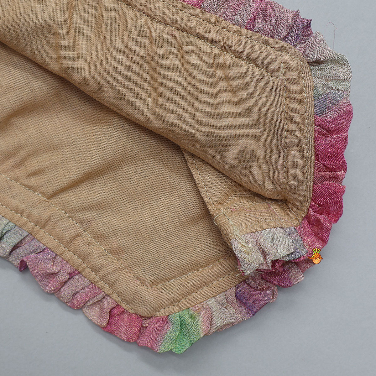 Beige Embroidered Top With Crush Tissue Palazzo