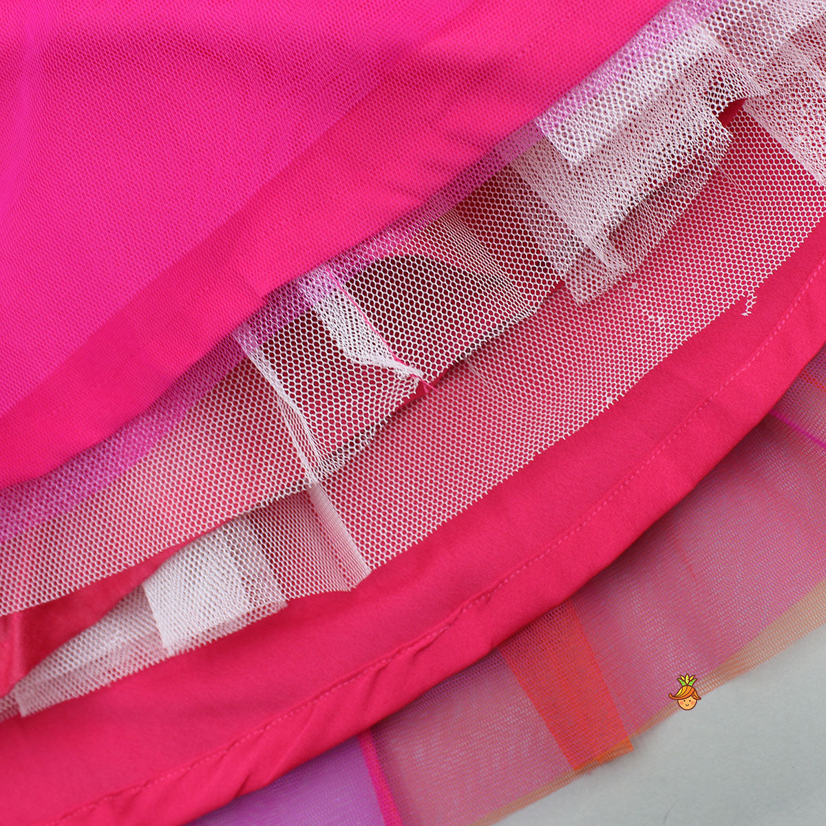 Orange Hand Embroidered Pink Top With Lehenga And Dupatta