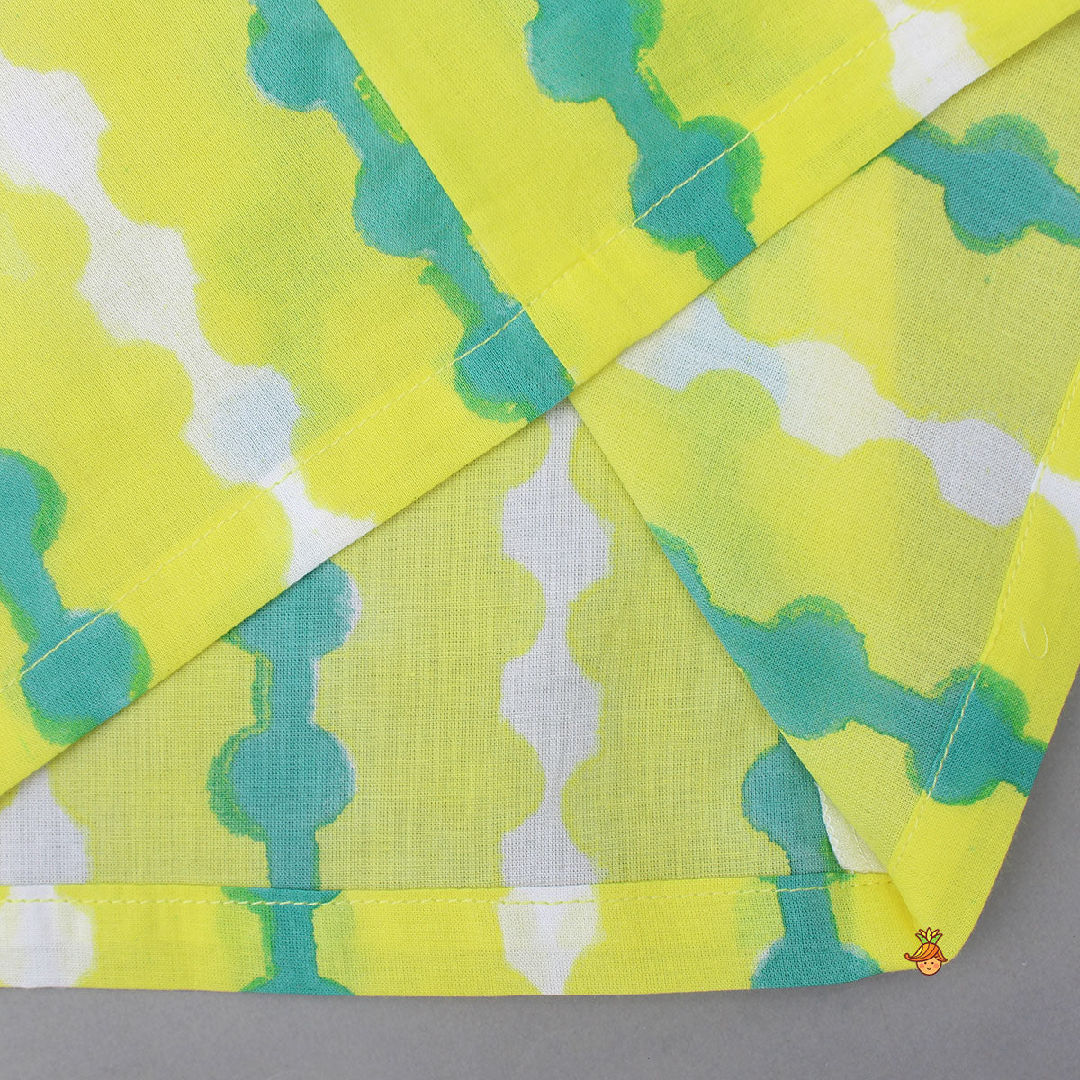 Yellow And Green Cotton Printed Sleepwear Set