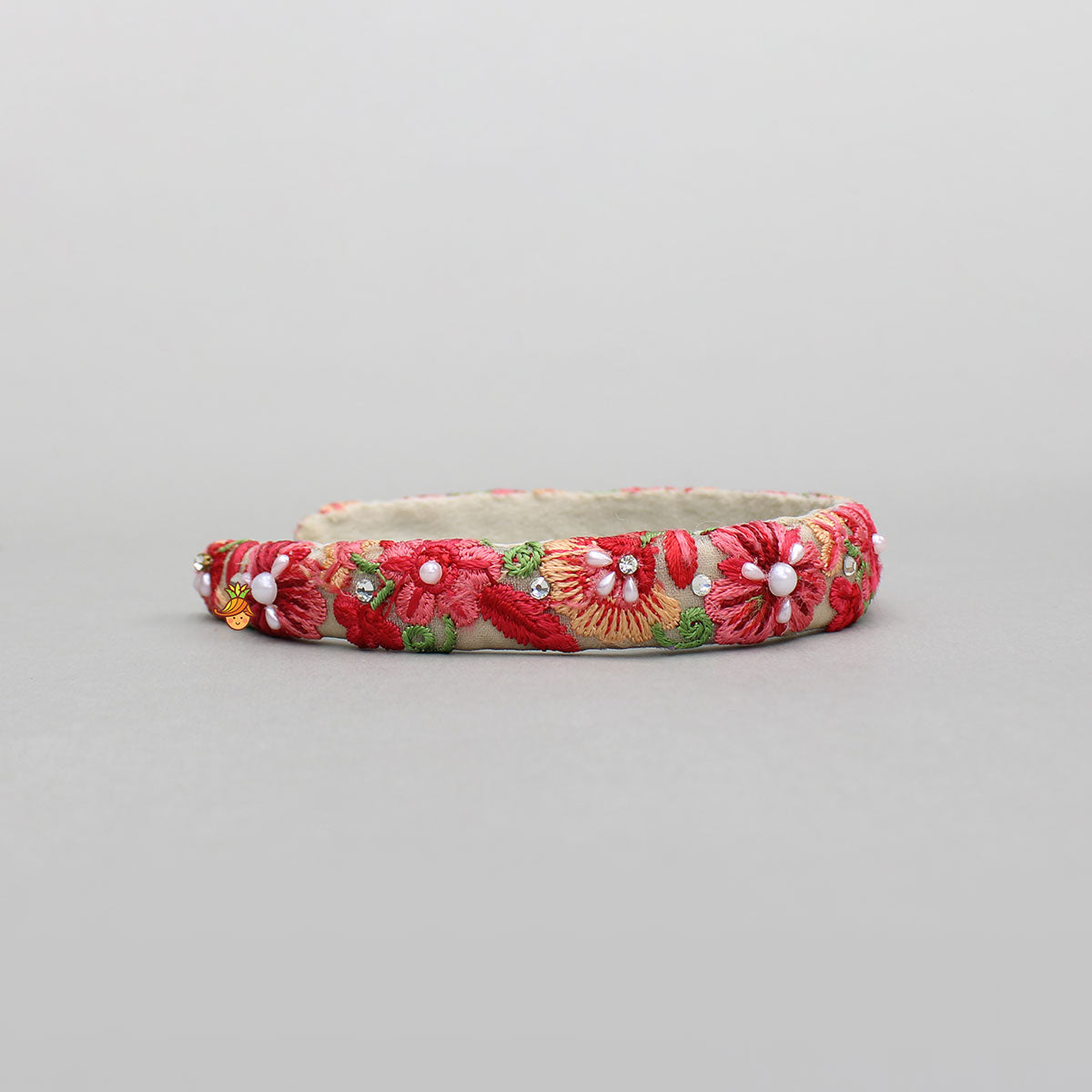 Red And Pink Floral Embroidery Hairband