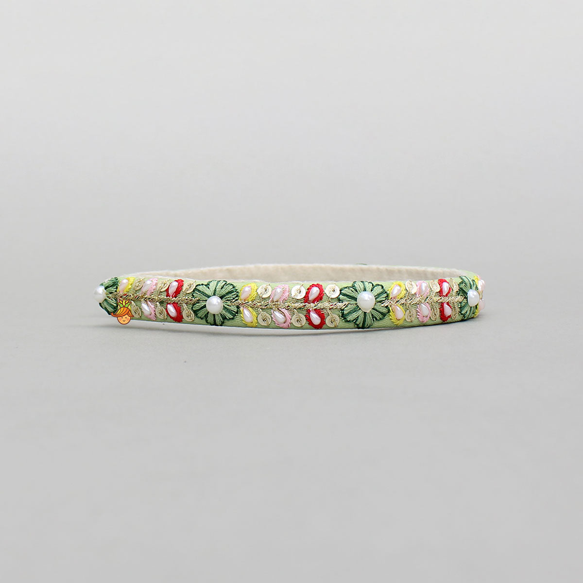 Light Green Beaded Embroidered Hairband