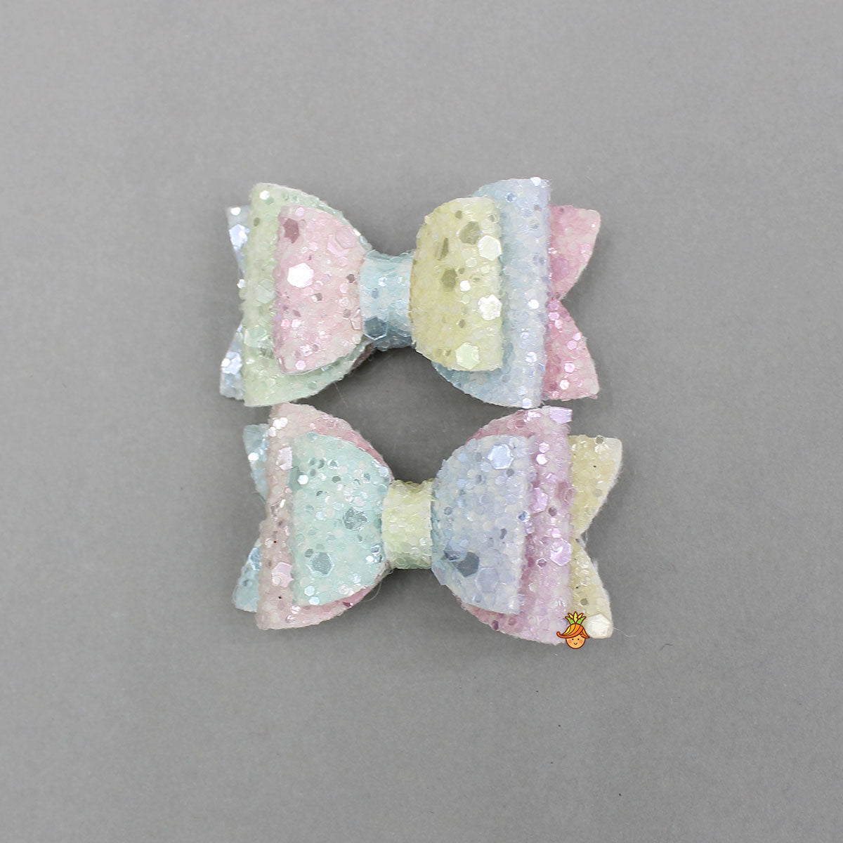 Faux Glitter Multicolor Micro Bow Hair Clips