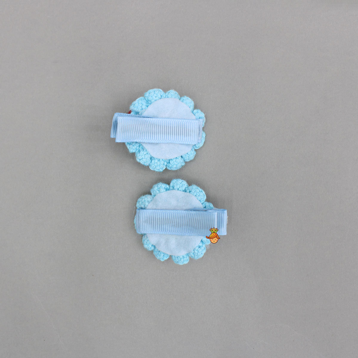 Blue Crochet Flower Hair Clips