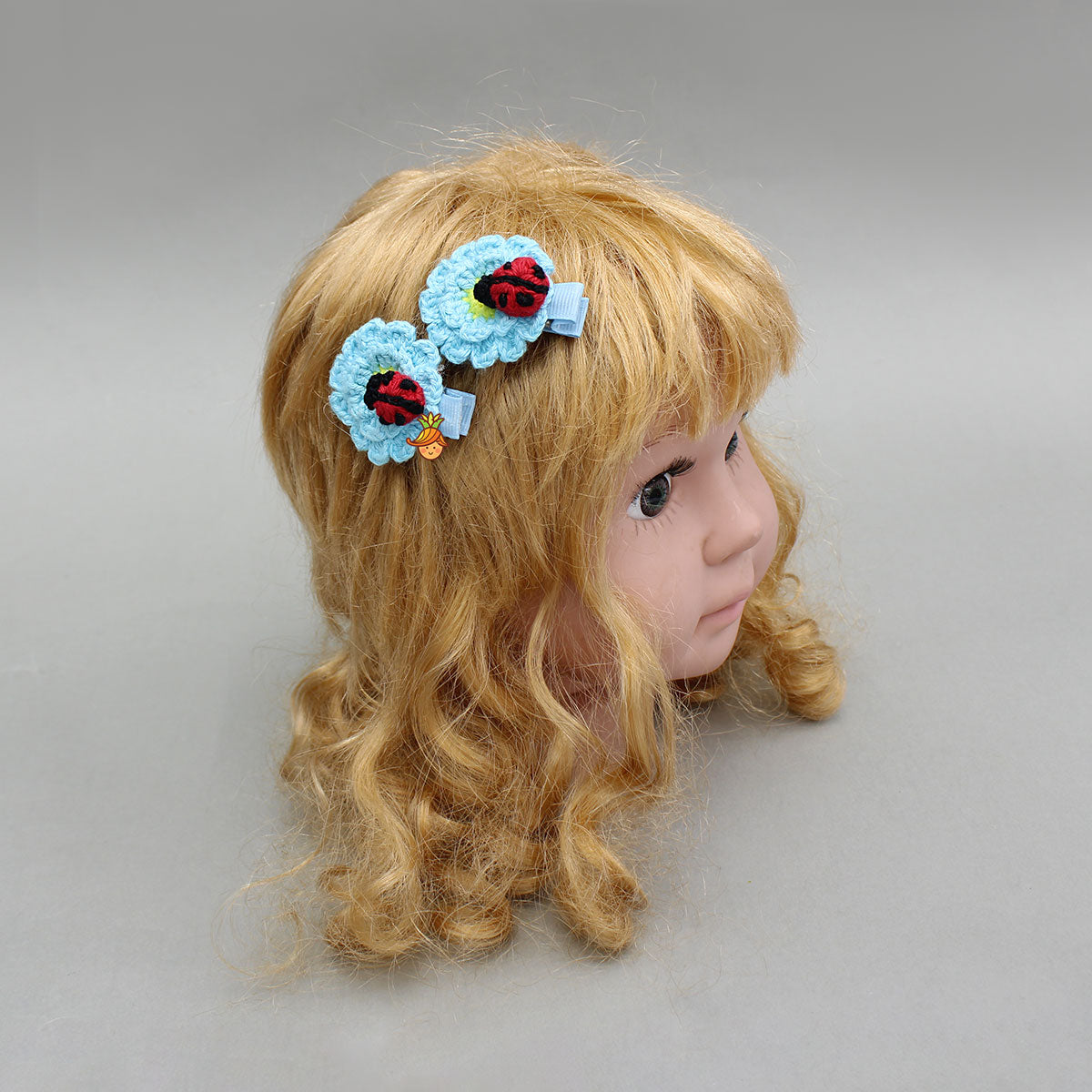 Blue Crochet Flower Hair Clips