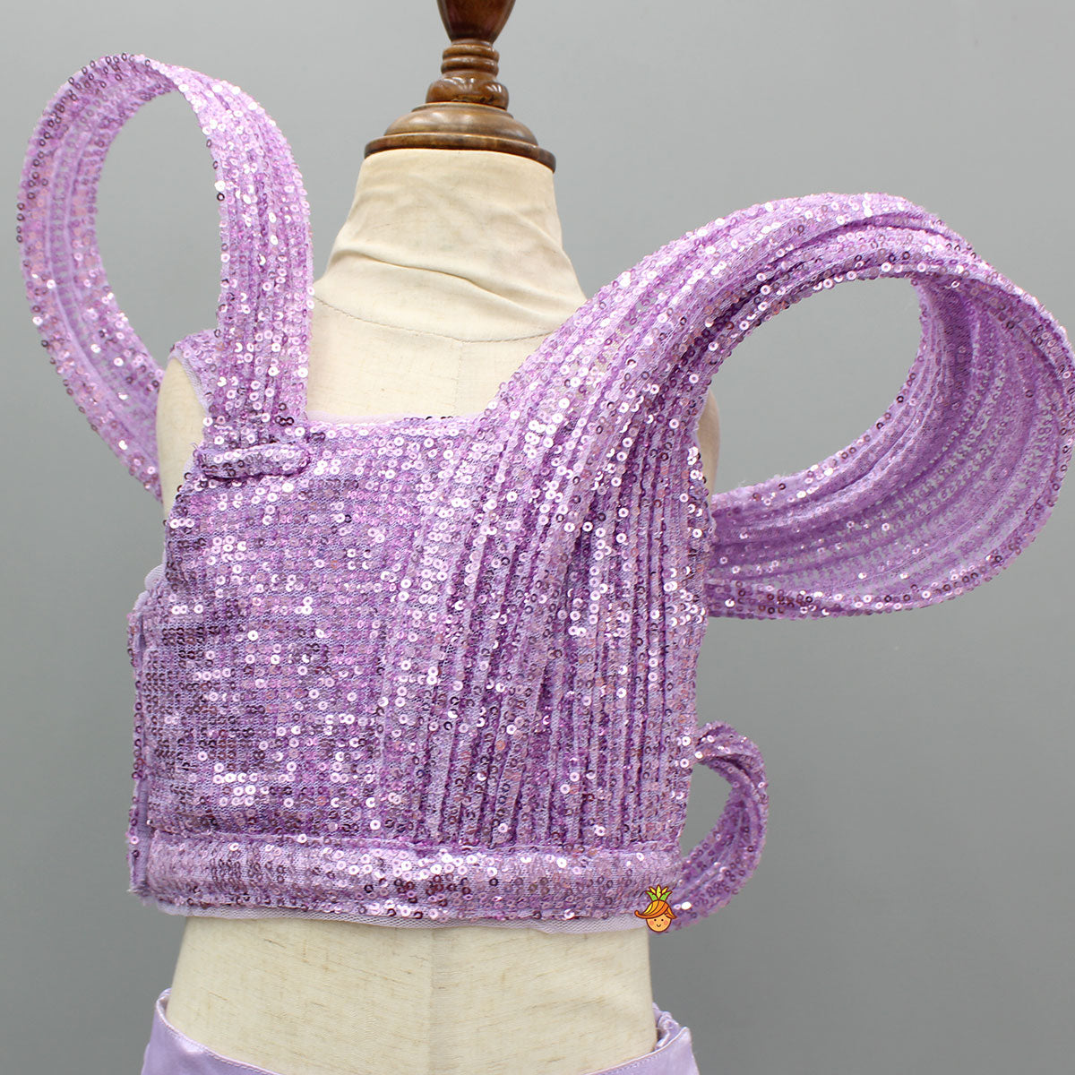 Lavender Sequins Strappy Top With Glass Tissue Lehenga