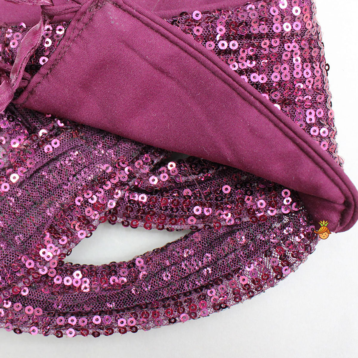 Magenta Wine Sequin Embellished Halter Neck Top With Stiff Belt And Lehenga