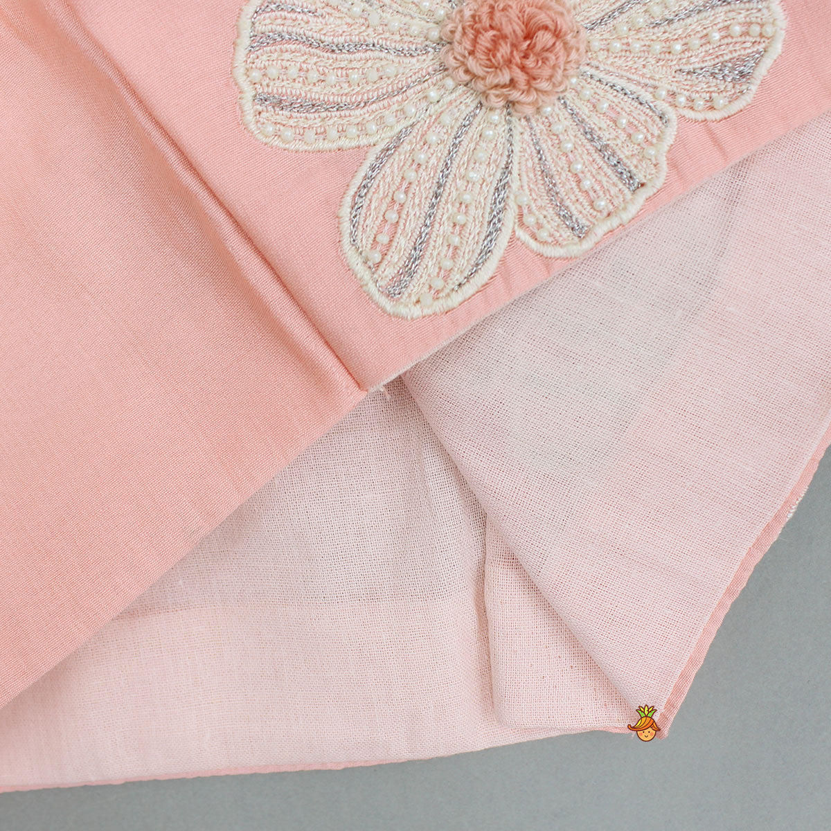 Peach Floral Embroidered Top With Silk Lehenga And Dupatta