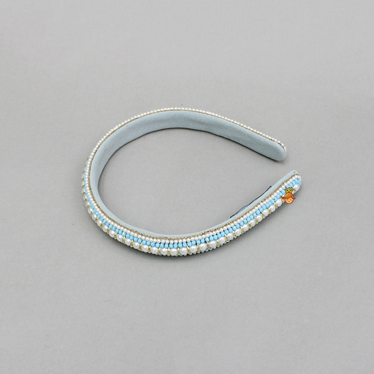 Charming Blue And White Hand Embroidered Hairband