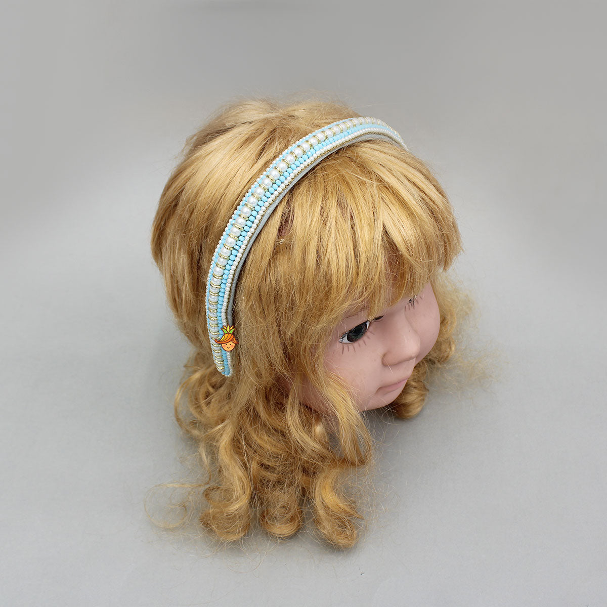 Charming Blue And White Hand Embroidered Hairband