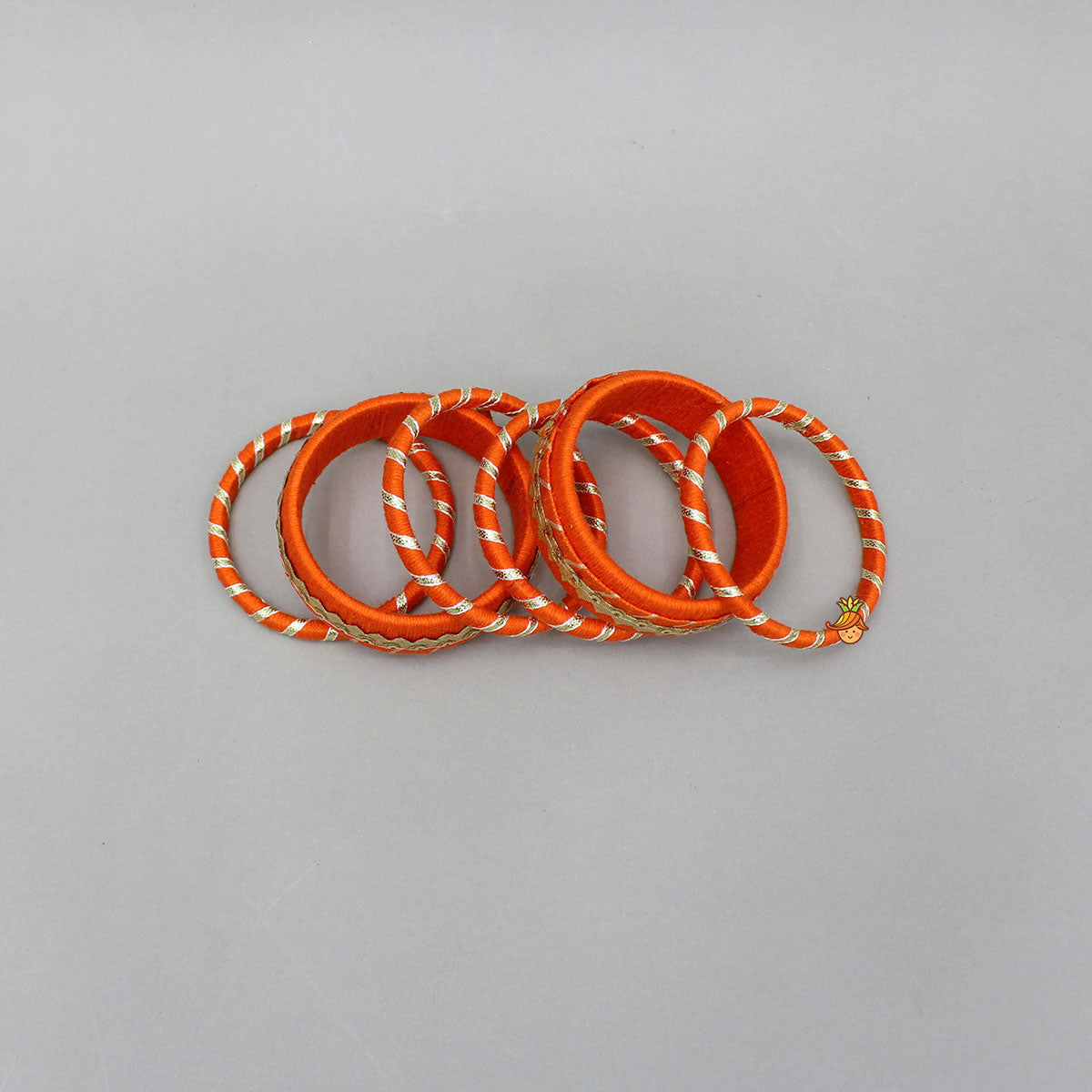 Gota Lace-Embellished Orange Thread Bangles
