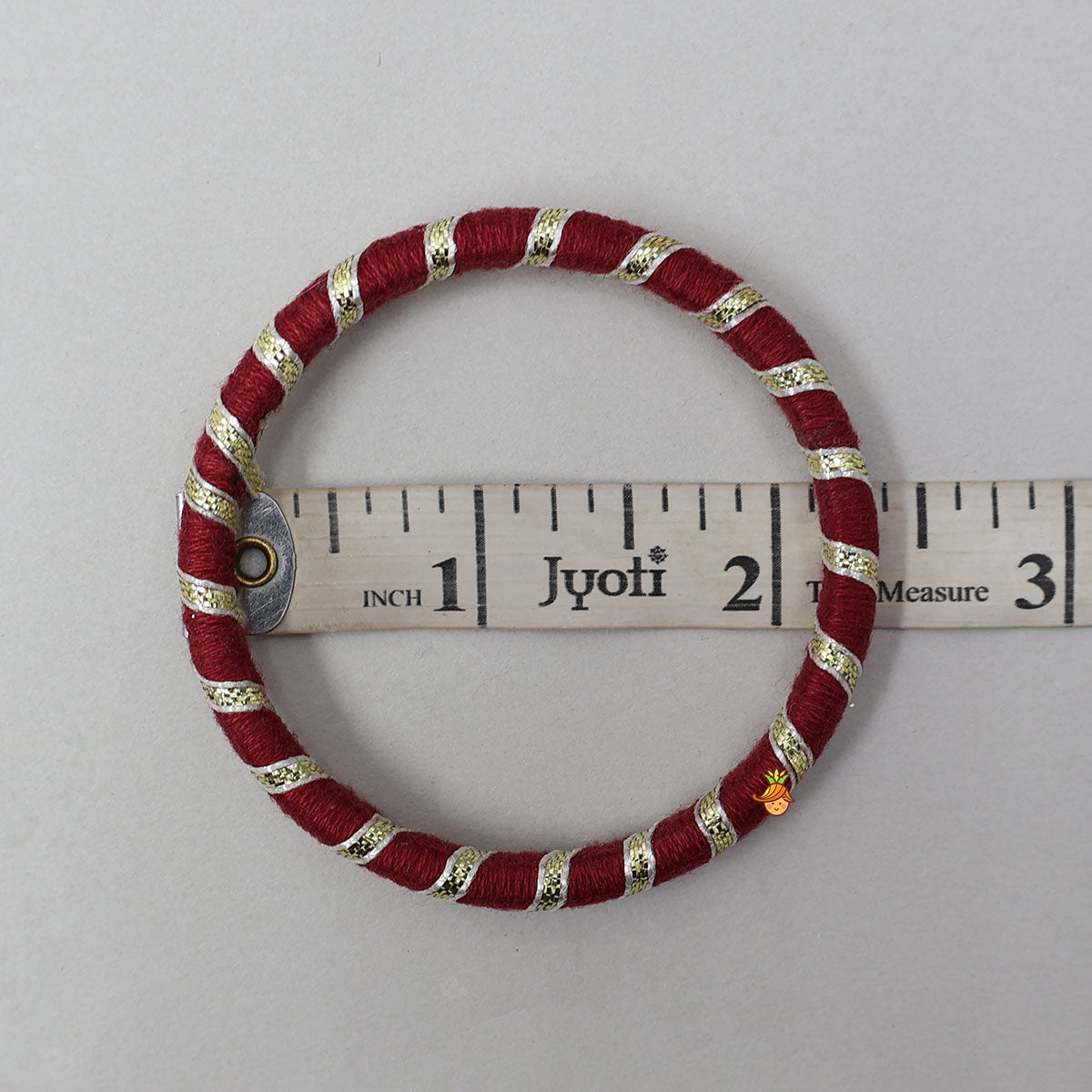 Gota Lace-Embellished Maroon Thread Bangles