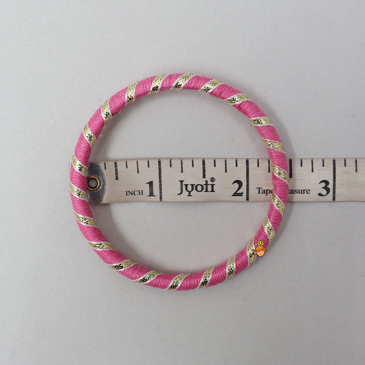 Gota Lace-Embellished Pink Thread Bangles