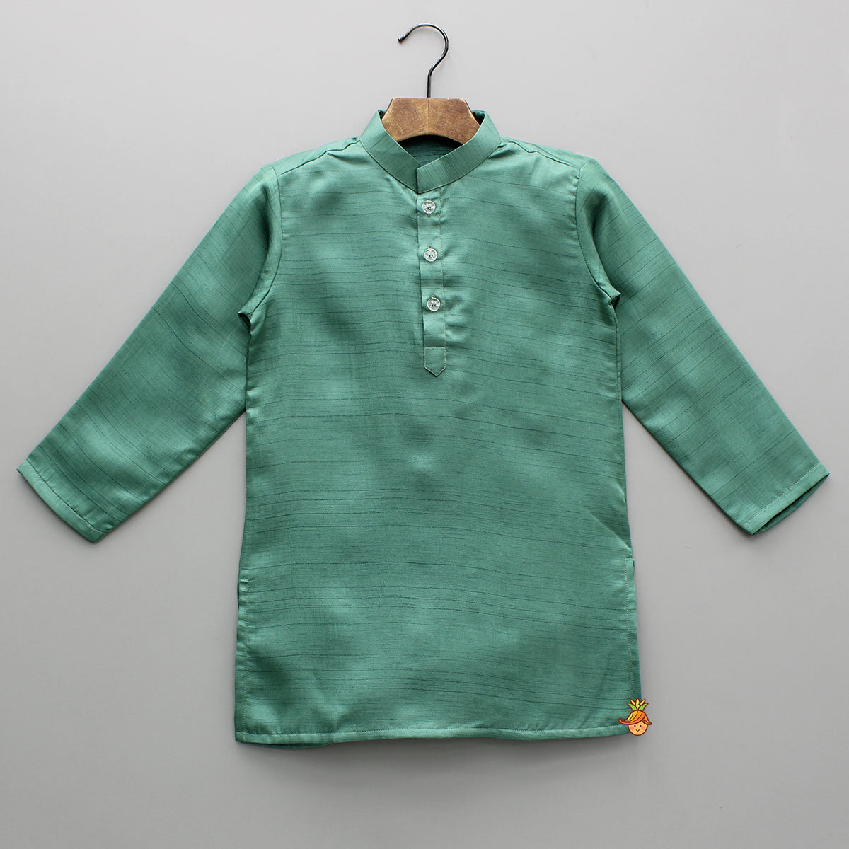 Green Silk Kurta With Embroidered Jacket And Off White Pyjama