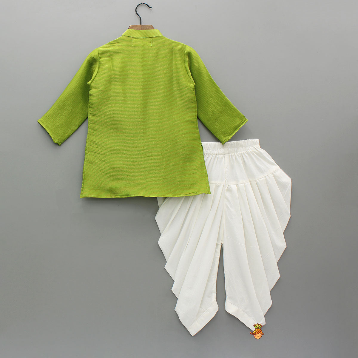 Green Stylish Floral Lace Embroidered Kurta With Dhoti
