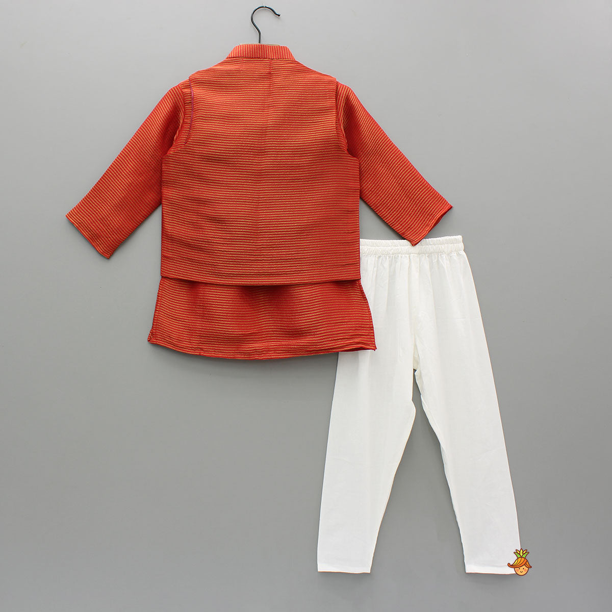 Red Gota Kurta With Churidar And Jacket