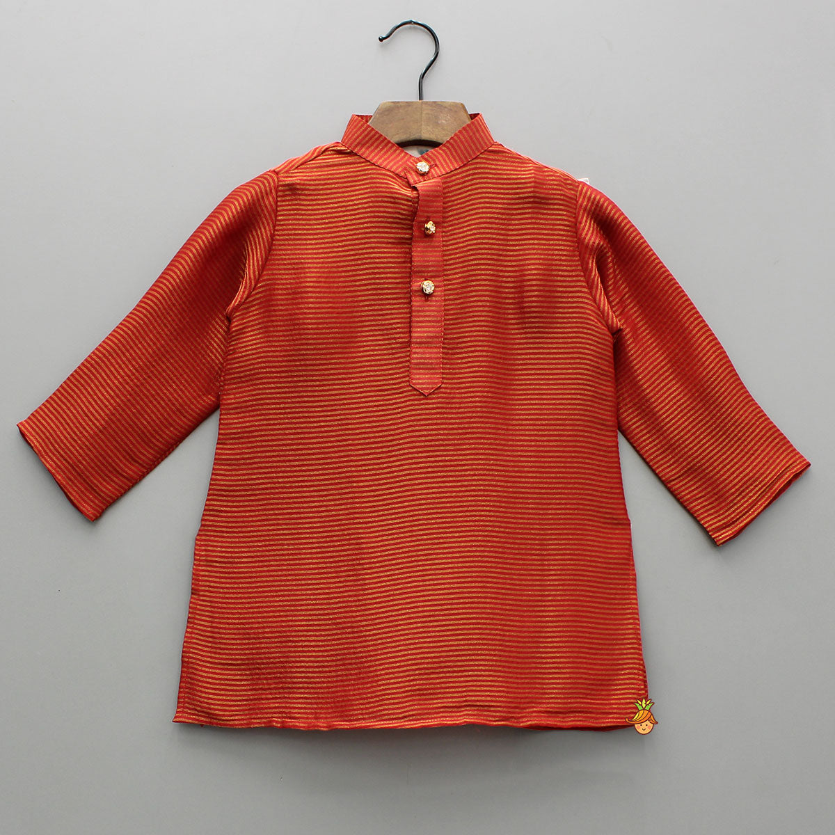 Red Gota Kurta With Churidar And Jacket