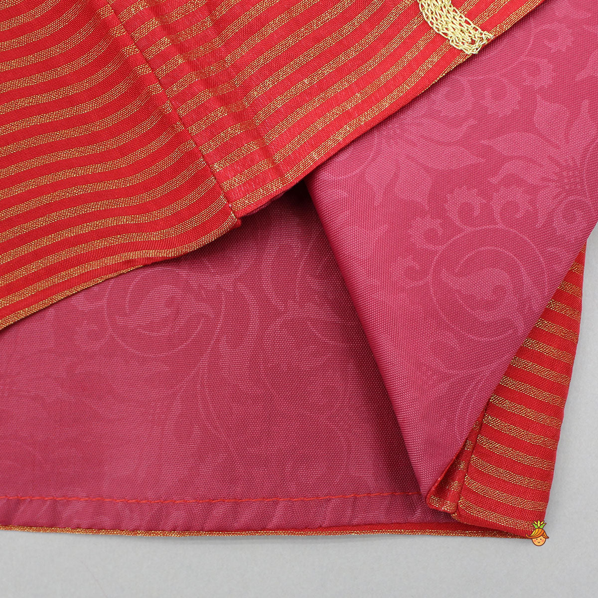 Red Gota Kurta With Churidar And Jacket