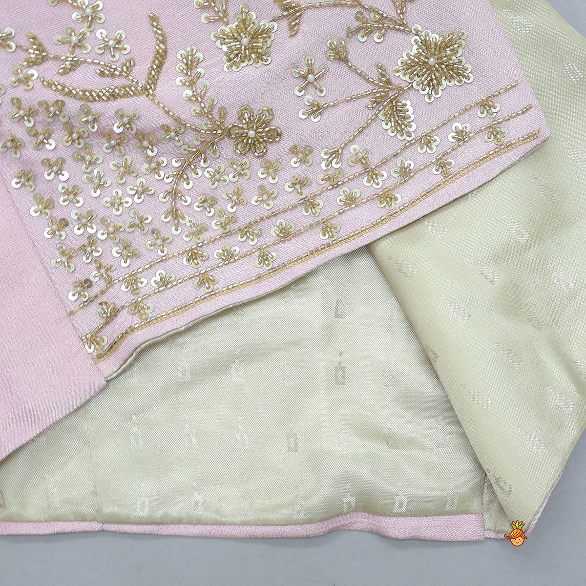 Silk Kurta With Shimmery Front Open Embroidered Jacket And Churidar