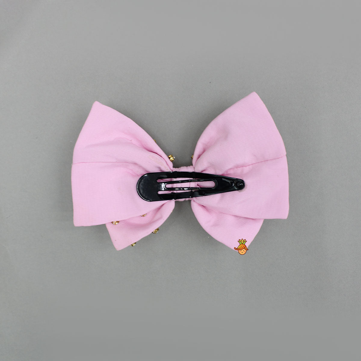 Light Pink Studded Double Bow Hair Clip