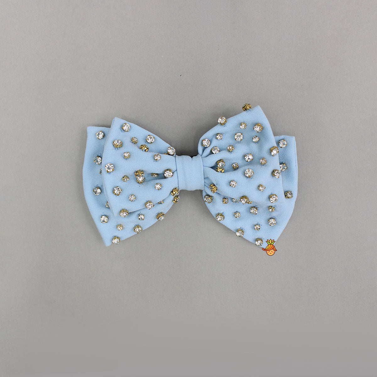 Light Blue Studded Double Bow Hair Clip