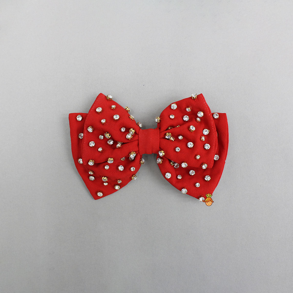 Pretty Red Studded Double Bow Hair Clip